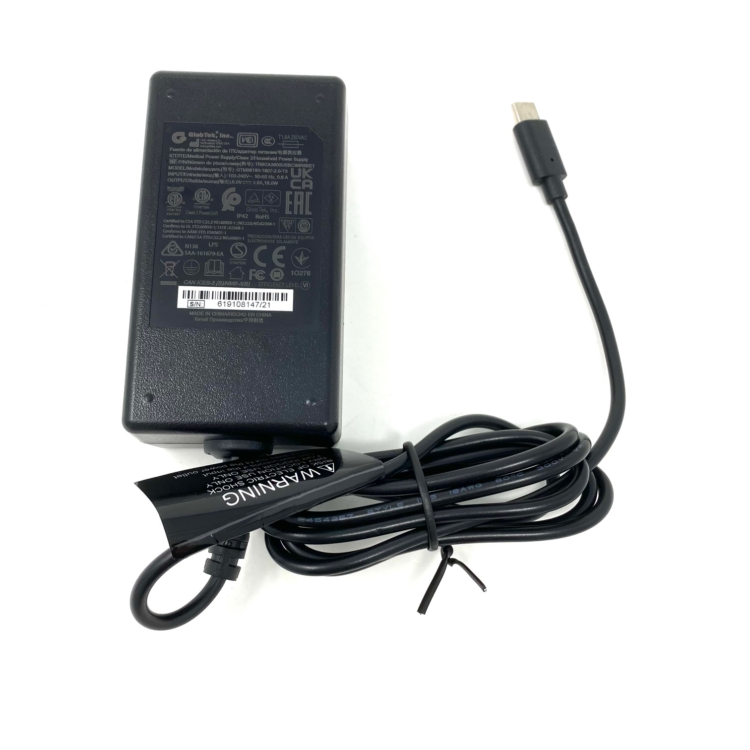 GlobTek, Inc. TR9CA3600USBCIMR6BE1 electronic component